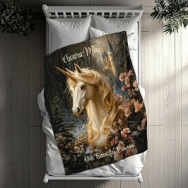 Manta Polar Selva blanca Unicornio Fantasy Castle Fairytale