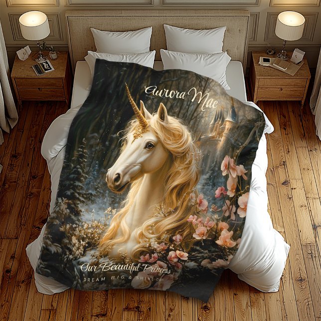 Manta Polar Selva blanca Unicornio Fantasy Castle Fairytale (Subido por el creador)