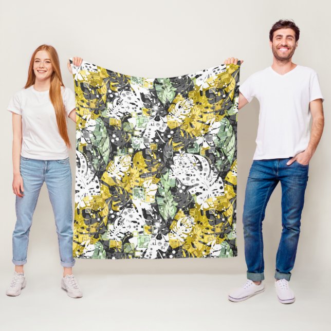 Manta Polar Selva tropical sin foco hojas exóticas abstractas  (In situ)