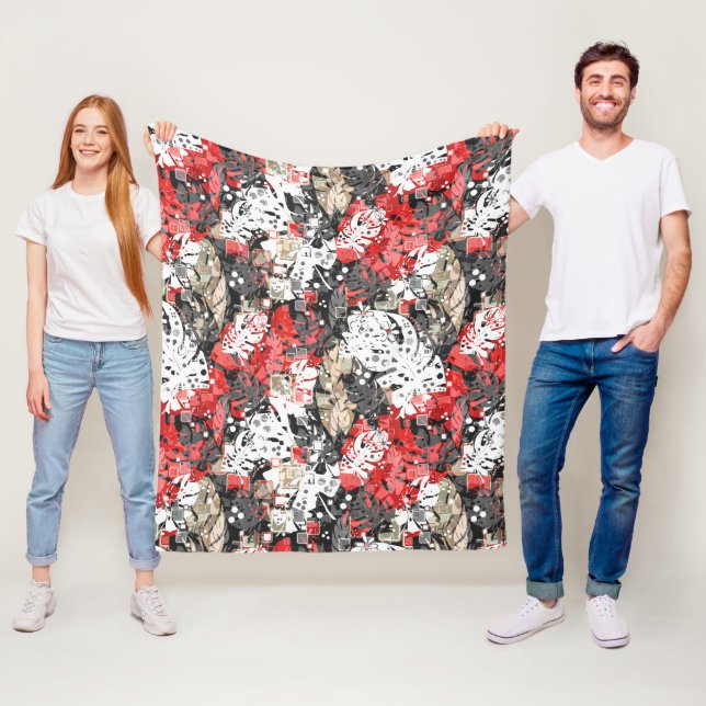 Manta Polar Selva tropical sin foco hojas exóticas monstruos b (In situ)