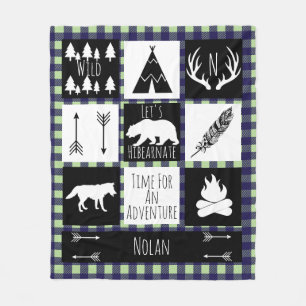 Manta Polar Selva verde tribal blanca y negra de bosques