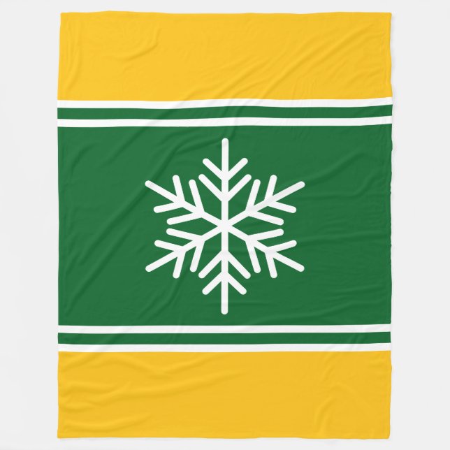 Manta Polar Selva Verde Yelow Naranja Rayas Blancas Snowflake (Anverso)