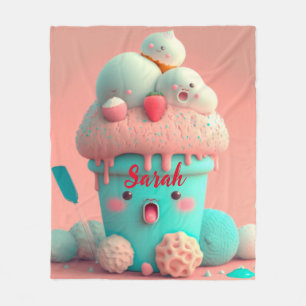 Manta Polar Señal de la puerta de la taza de helado lindo rosa