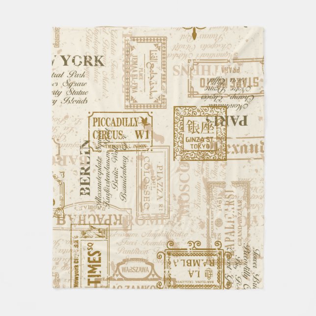 Manta Polar Señales de calle de época sin fisuras en personali (Anverso)