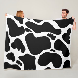 Manta Polar Sencillas manchas de vacas grandes en blanco y neg