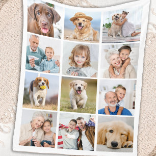 Manta Polar Sencillo Collage de perros de 12 amigos familiares