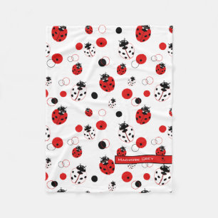 Manta Polar Sencillo patrón de bugs rojo, negro y blanco