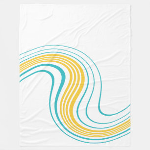 Manta Polar Sencillo Swirl - Turquesa y Amarillo