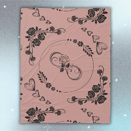 Manta Polar Sencillos corazones negros, florales, infinitos en