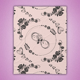 Manta Polar Sencillos corazones negros, florales, infinitos en