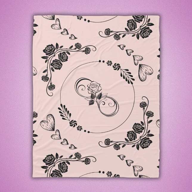 Manta Polar Sencillos corazones negros, florales, infinitos en (Subido por el creador)