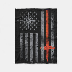 Manta Polar Senderismo Bandera Americana Vintage Montaña Sende