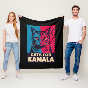 Manta Polar Señora de gatos sin hijos vota por Kamala Harris 2