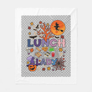 Manta Polar Señora del Almuerzo Halloween Bruja Luna Calabaza_