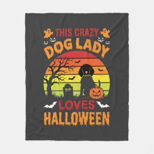 Manta Polar Señora Perro Loco Ama Diseño Antiguo de Halloween