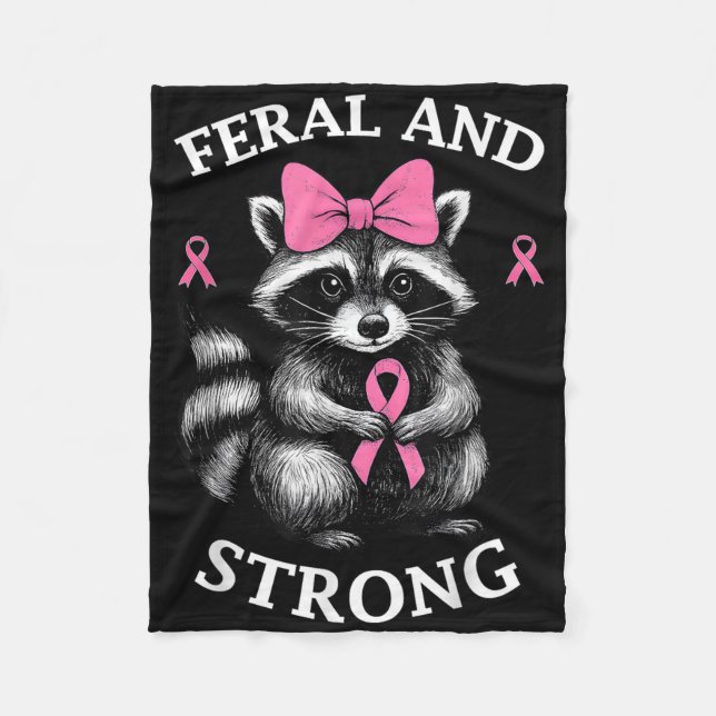 Manta Polar Sensibilización sobre el cáncer de mama Raccoon Fe (Anverso)