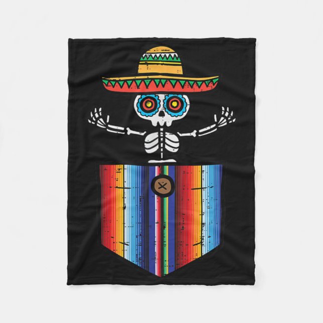 Manta Polar Serape Skeleton Mariachi Pocket Cinco De Mayo Mexi (Anverso)