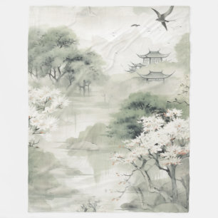 Manta Polar Serene Tranquilidad tema japonés