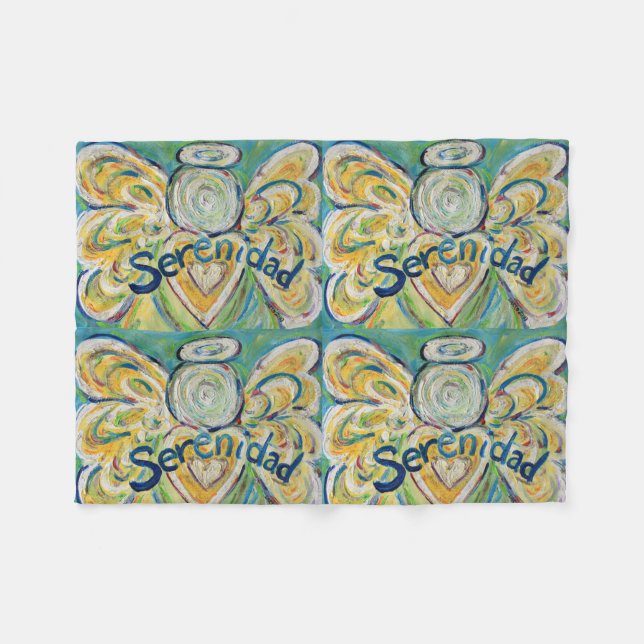 Manta Polar Serenidad Guardian Angel Personalizado de arte Fle (Frente (Horizontal))