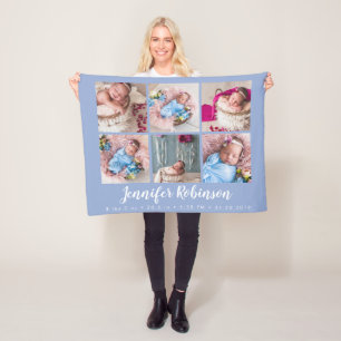 Manta Polar Serenity Blue Monogramed Nacimiento Estático Coll