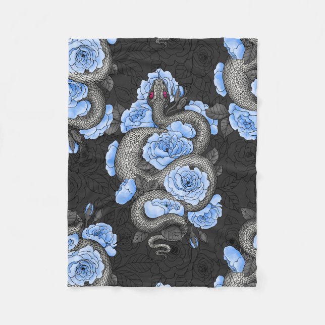 Manta Polar Serpientes y rosas azules (Anverso)