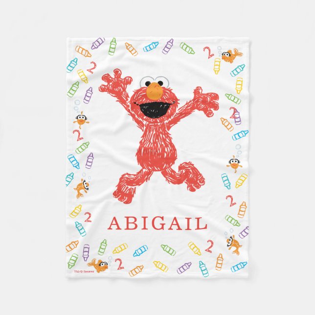 Manta Polar Sesame Street Elmo | Cumpleaños con crayón (Anverso)