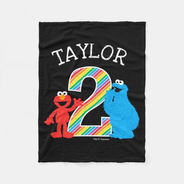 Manta Polar Sesame Street Pals Chalkboard Rainbow 2nd Birthday (Anverso)