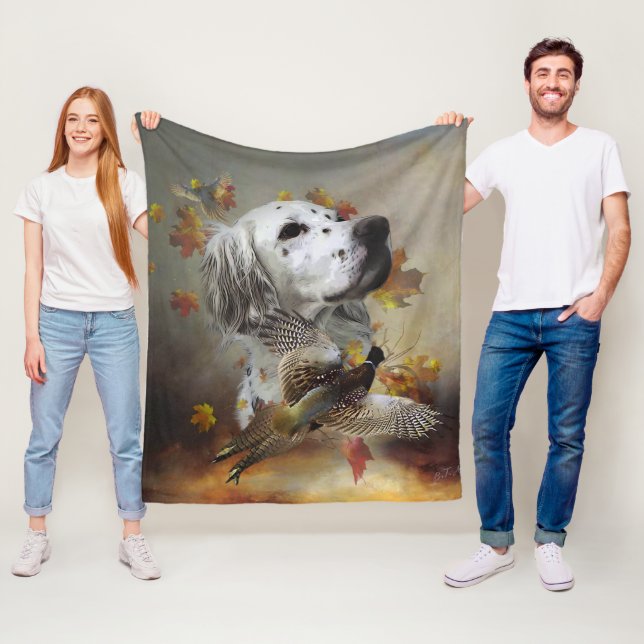 Manta Polar Setter inglés con faisanes, arte  (In situ)