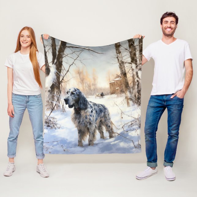 Manta Polar Setter Inglés Deja que nieve Navidad (In situ)