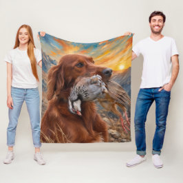 Manta Polar Setter Irlandés con Perdiz Chucar ,Arte