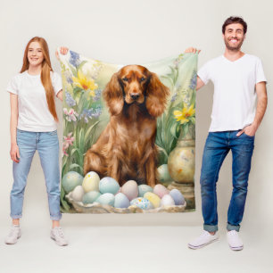 Manta Polar Setter Rojo Irlandés con Huevos de Pascua