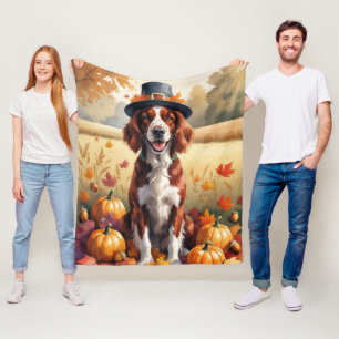 Manta Polar Setter Rojo Irlandés en Hojas de Otoño Arte de Acc