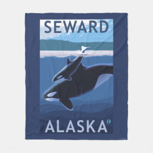 Manta Polar Seward, AlaskaOrca y escena del becerro