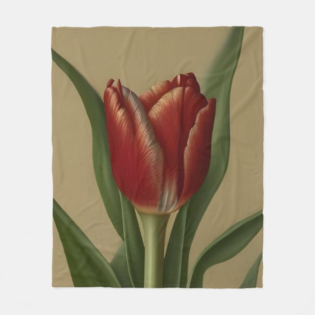 Manta Polar Shabby Chic Lovely Red Tulip (Anverso)