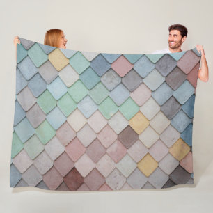 Manta Polar Shabby Chic Pastel Tiles