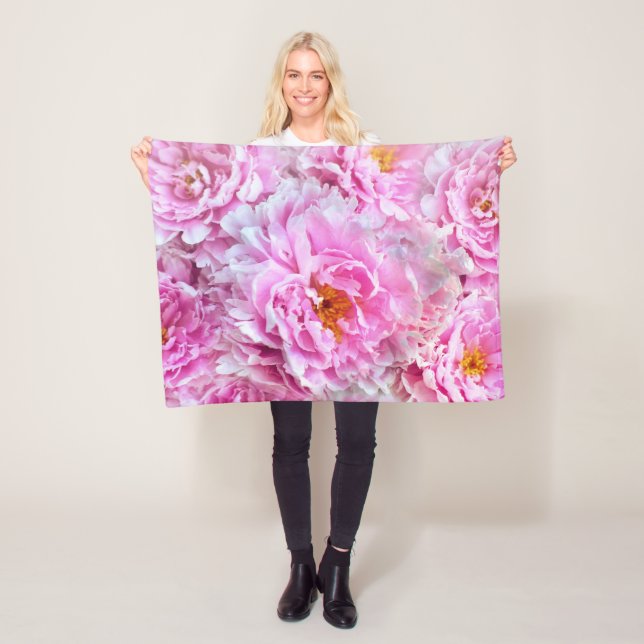 Manta Polar Shabby Chic Pink Pastel Pink Peonies (In situ)