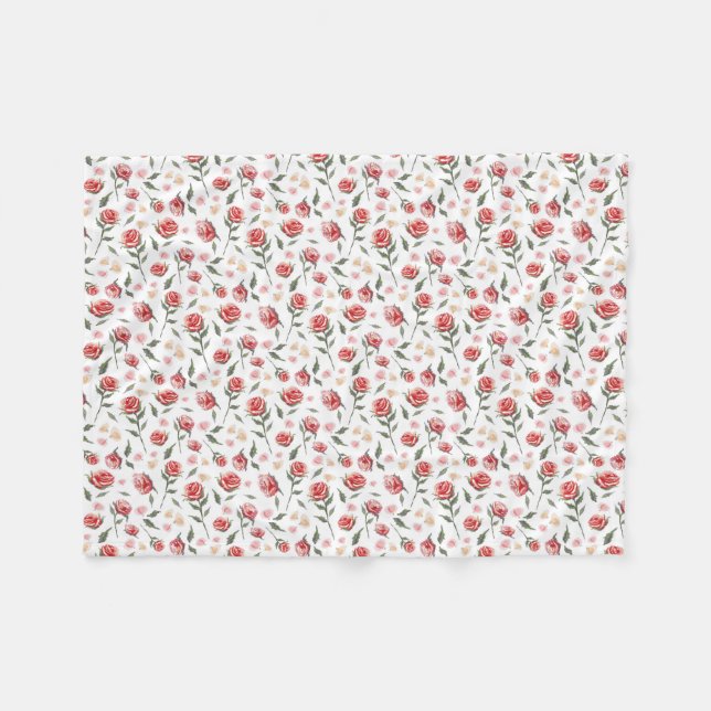 Manta Polar Shabby Chic Red Roses Bonito Fleece Blanket (Frente (Horizontal))