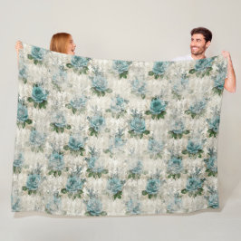 Manta Polar Shabby Floral Aqua Series Design 2