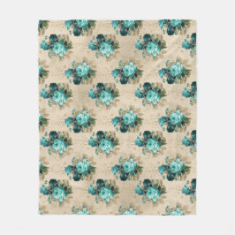 Manta Polar Shabby Floral Aqua Series Design 3