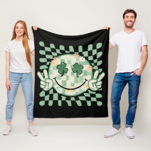 Manta Polar Shamrock Smile Face Funny Día de San Patricio