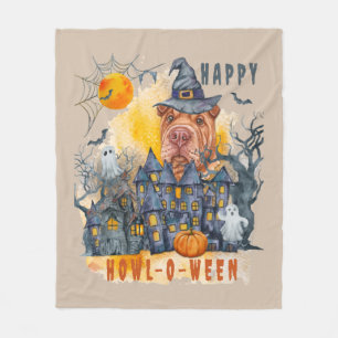 Manta Polar Shar pei Happy Howl-o-ween Ghost Houses Funny