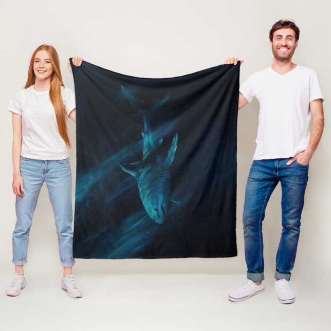 Manta Polar Shark Original 50 x 60 Fleece Blanket (In situ)