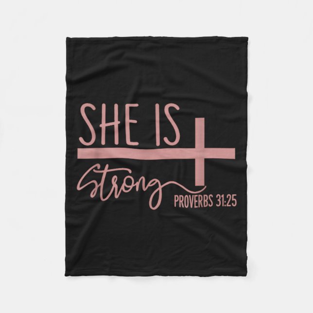 Manta Polar She Is Strong Proverbs 31_25 Shirt  (Anverso)