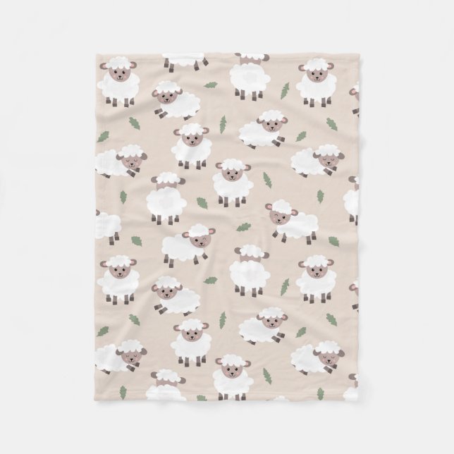 Manta Polar Sheep & Lamb Cute Gender Neutral Baby Nursery (Anverso)