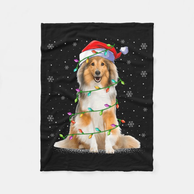 Manta Polar Sheltie Dog Lover Xmas Lighting Santa Sheltie Chri (Anverso)