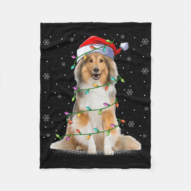 Manta Polar Sheltie Dog Lover Xmas Lighting Santa Sheltie Chri (Anverso)