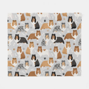 Manta Polar Sheltie Huesos de perro y patas Fleece Blanket