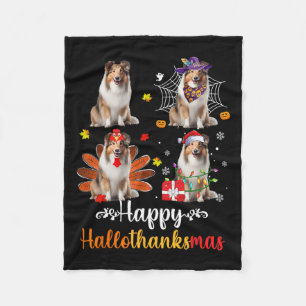 Manta Polar Shetland Sheepdog Halloween Navidades Happy Hallot