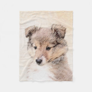 Manta Polar Shetland Sheepdog Puppy Pintura Original Perro Art