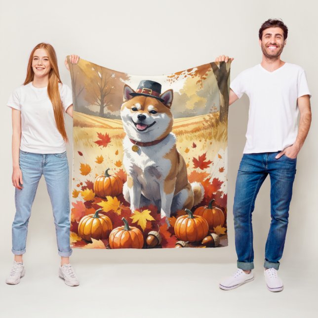 Manta Polar Shiba Inu En Otoño Deja El Arte De Acción De Graci (In situ)